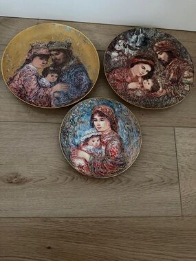 Set of 3 Porcelain Plates by artist Edna Hibel